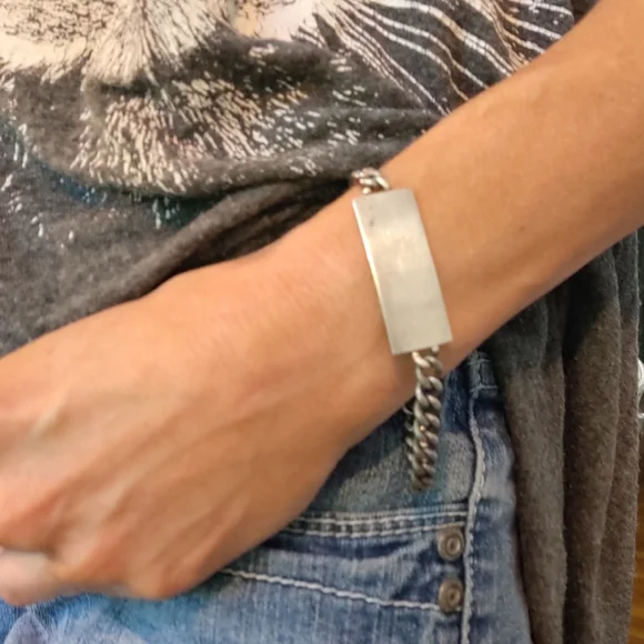 Vintage 1980's Sterling Silver ID Bracelet - Picture 2 of 5